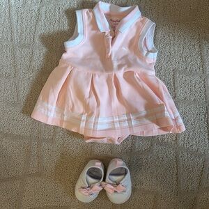 Tommy Bahama Peach and White Polo Shirt Dress with Shoes